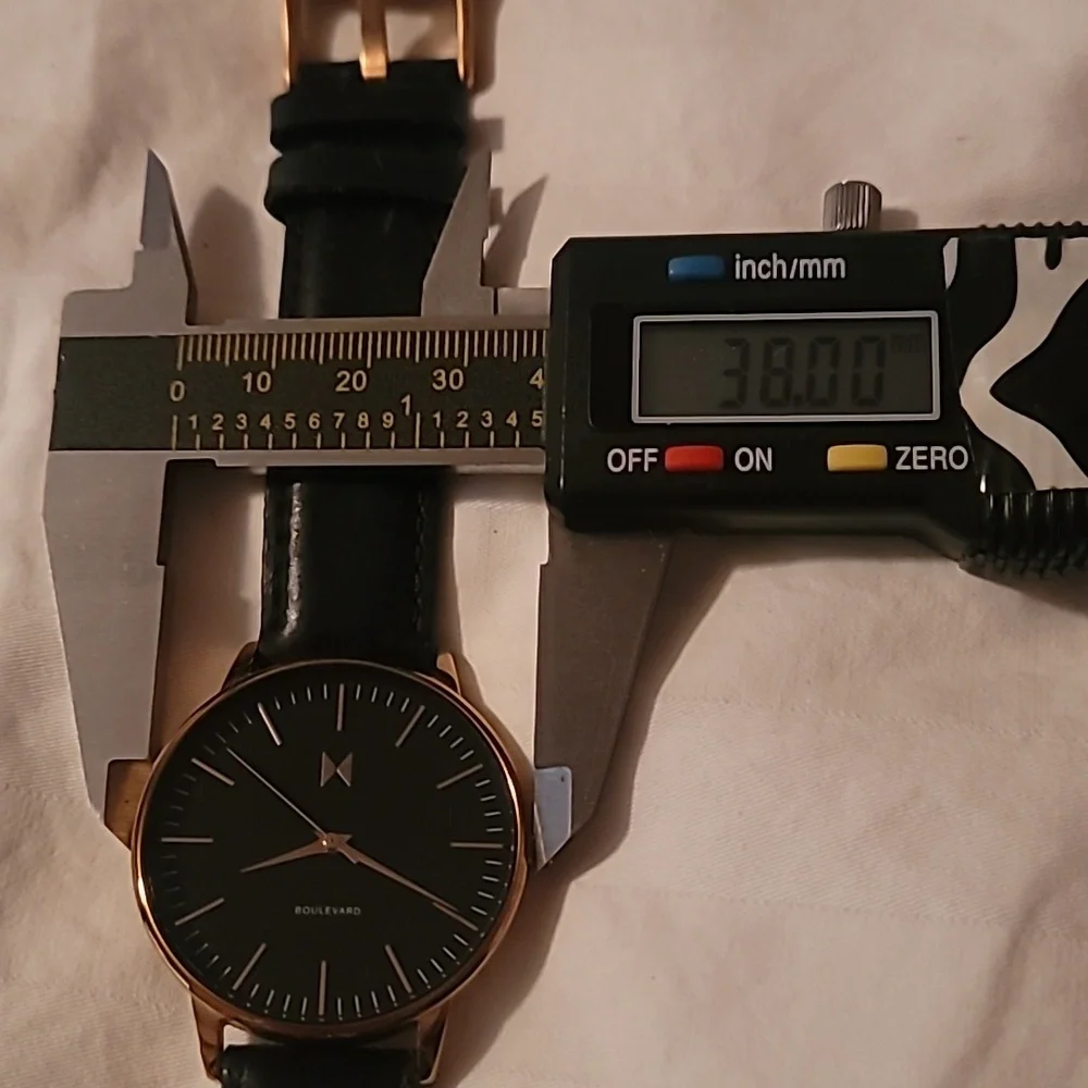MVMT Womens Boulevard Santa Monica Black‎ Watch Rose Gold Case 38mm Leather